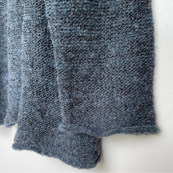 SIGRID OLSEN Studio Sequin Sweater Blend Wool Relaxed Long Sleeves Stretch Blue - Picture 3 of 13